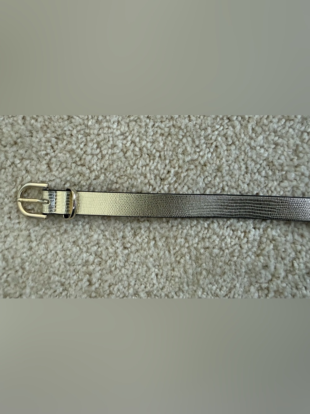 H&M Gold Metallic Snake-Print Skinny Belt - Size L